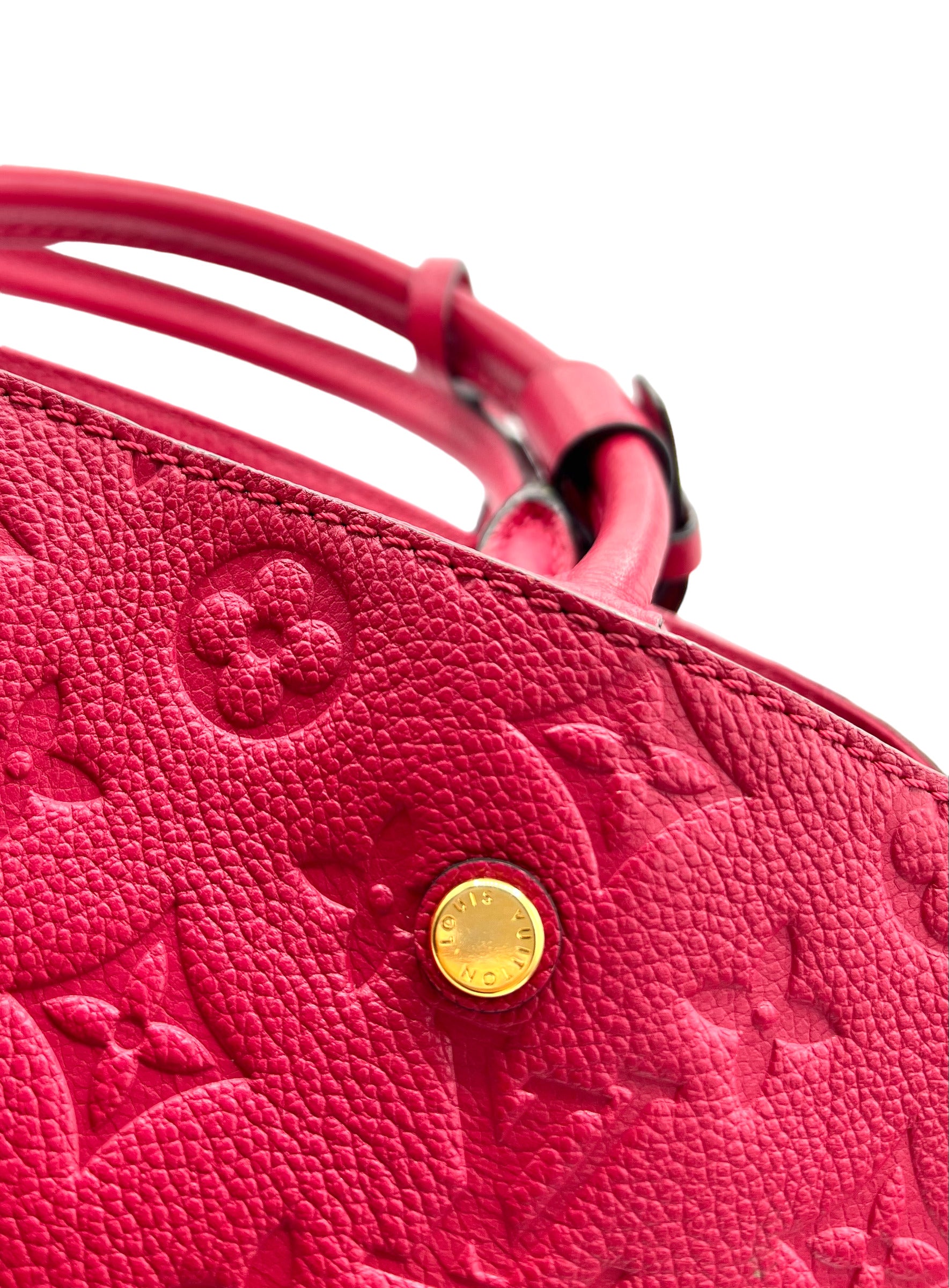 LOUIS VUITTON DAHLIA EMPREINTE LEATHER MONTAIGNE MM SHOULDER BAG RED
