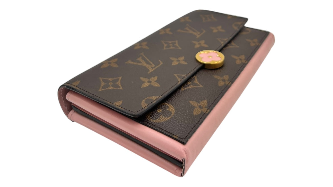 LOUIS VUITTON MONOGRAM FLORE CANVAS WALLET ROSE BALLERINE