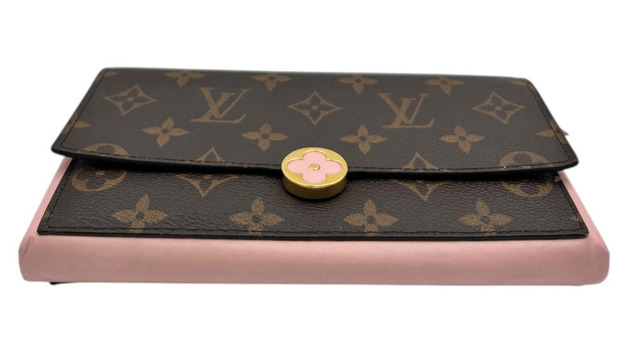 LOUIS VUITTON MONOGRAM FLORE CANVAS WALLET ROSE BALLERINE