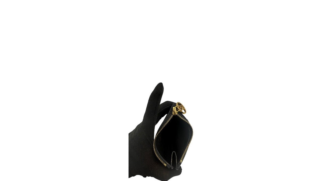 LOUIS VUITTON BLACK EMBOSSED CALFSKIN ROMY CARD HOLDER