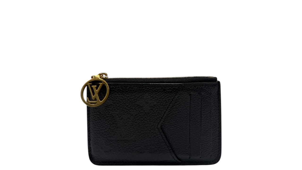 LOUIS VUITTON BLACK EMBOSSED CALFSKIN ROMY CARD HOLDER