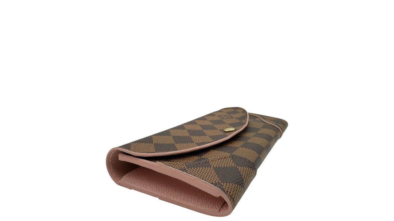 LOUIS VUITTON CAISSA DAMIER EBENE COATED CANVAS LONG WALLET (PINK)