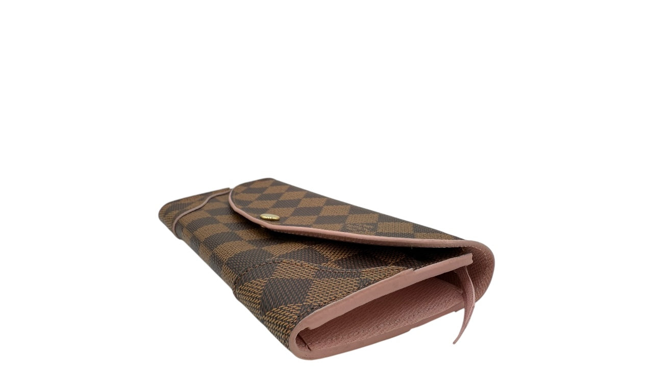 LOUIS VUITTON CAISSA DAMIER EBENE COATED CANVAS LONG WALLET (PINK)