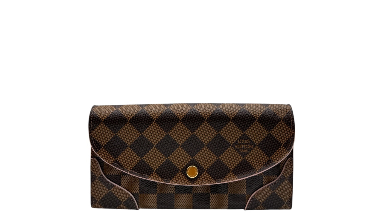 LOUIS VUITTON CAISSA DAMIER EBENE COATED CANVAS LONG WALLET (PINK)