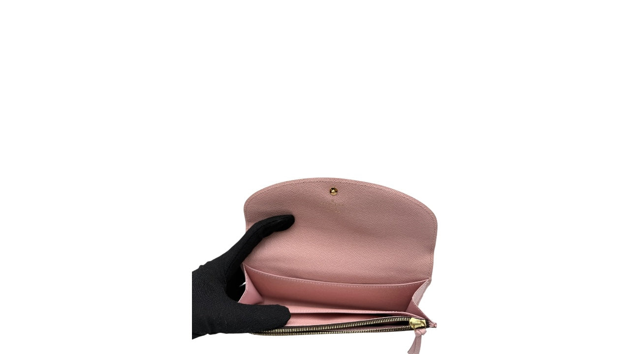 LOUIS VUITTON CAISSA DAMIER EBENE COATED CANVAS LONG WALLET (PINK)