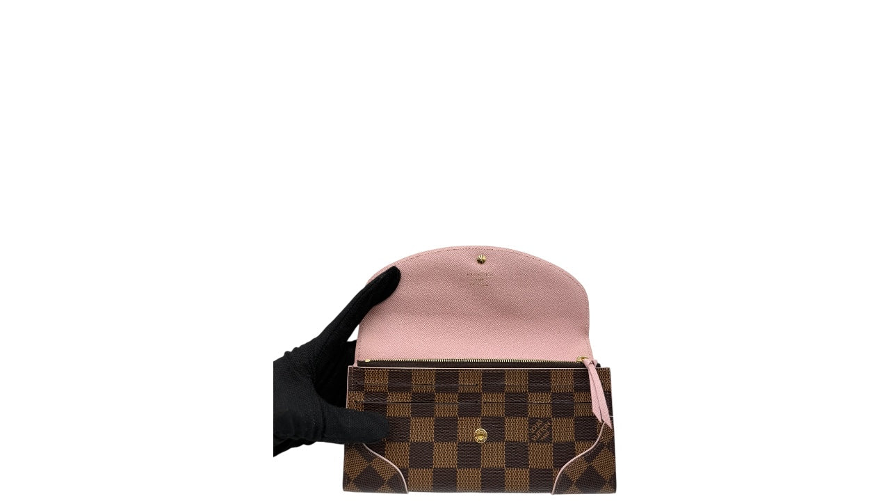 LOUIS VUITTON CAISSA DAMIER EBENE COATED CANVAS LONG WALLET (PINK)