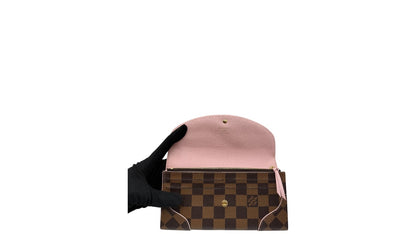 LOUIS VUITTON CAISSA DAMIER EBENE COATED CANVAS LONG WALLET (PINK)