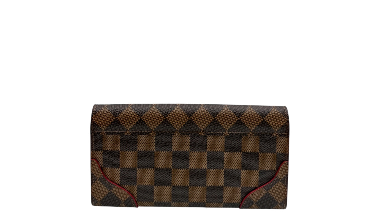 LOUIS VUITTON CAISSA DAMIER EBENE COATED CANVAS LONG WALLET (RED)