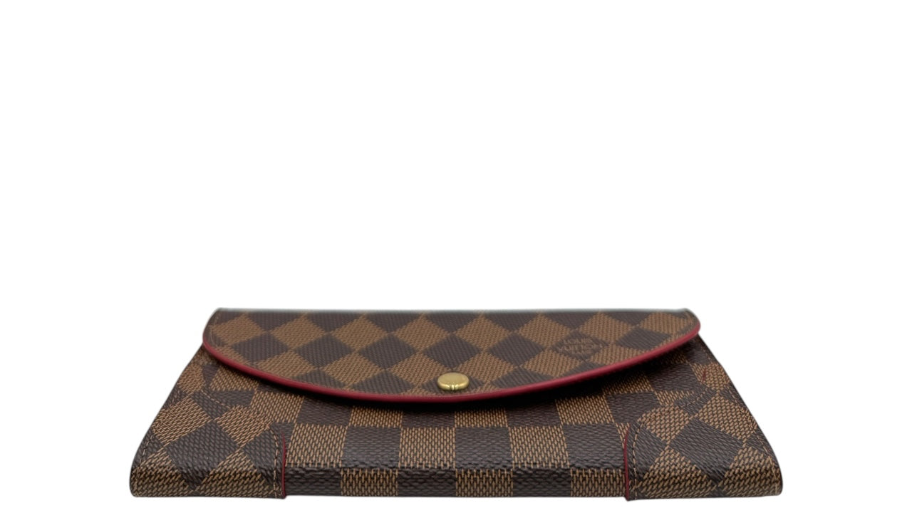 LOUIS VUITTON CAISSA DAMIER EBENE COATED CANVAS LONG WALLET (RED)