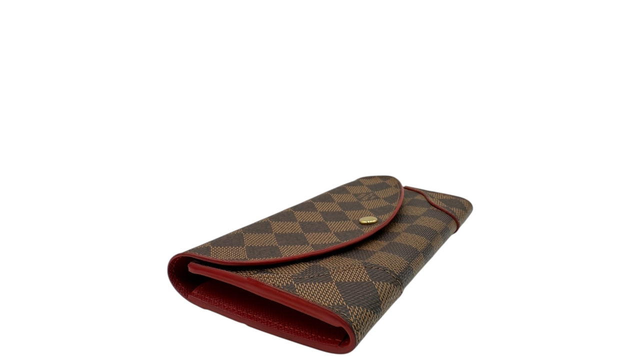 LOUIS VUITTON CAISSA DAMIER EBENE COATED CANVAS LONG WALLET (RED)