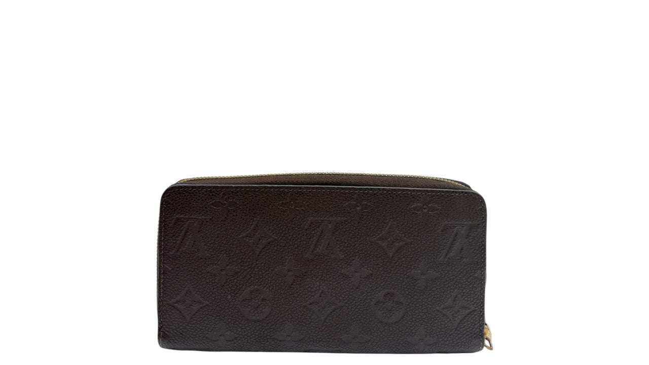 LOUIS VUITTON BROWN LEATHER MONOGRAM ZIPPY WALLET