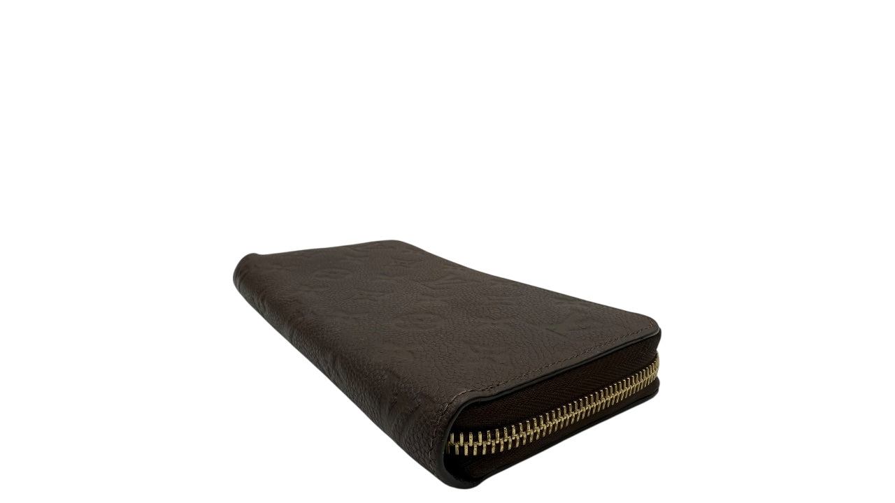 LOUIS VUITTON BROWN LEATHER MONOGRAM ZIPPY WALLET