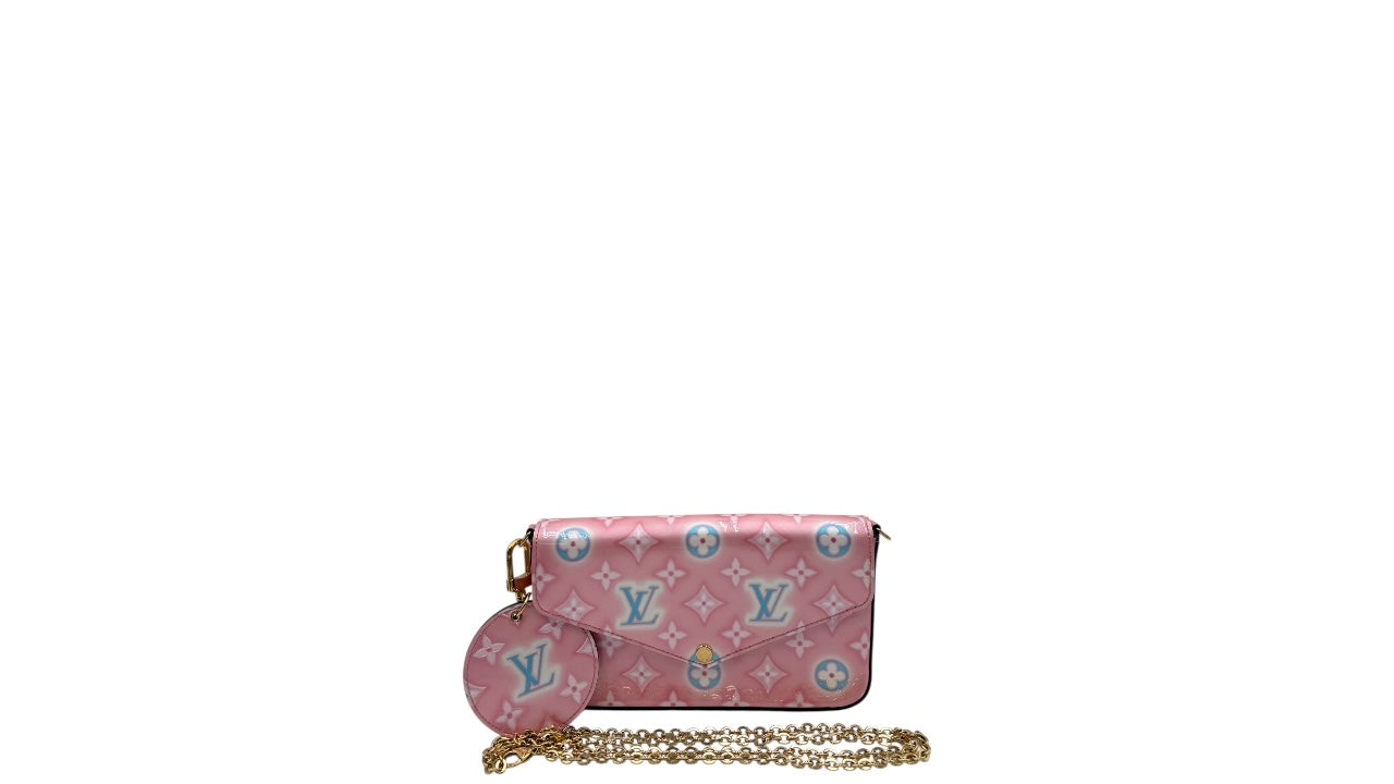 LOUIS VUITTON FELICIE POCHETTE MONOGRAM VERNI LIGHT PINK BAG
