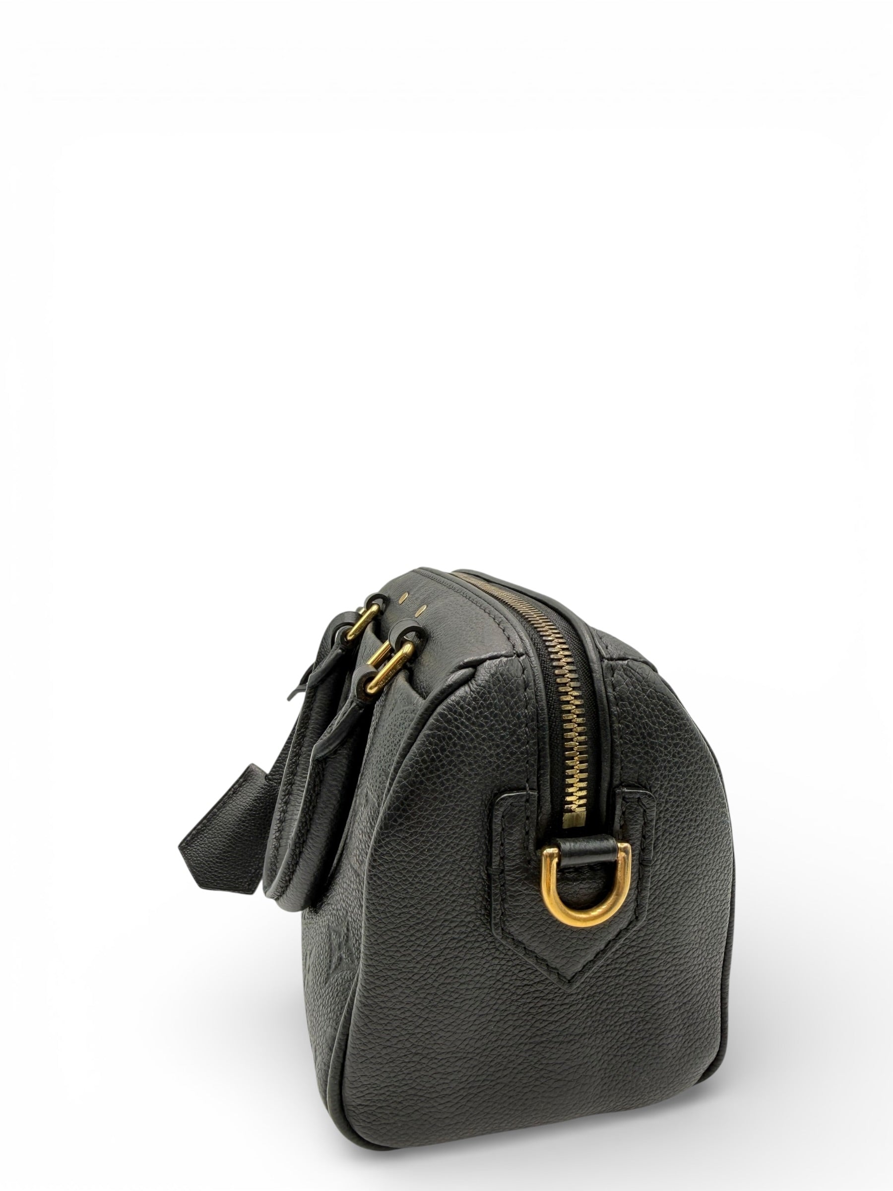 LOUIS VUITTON SPEEDY 20 BLACK CALFSKIN SHOULDER BAG