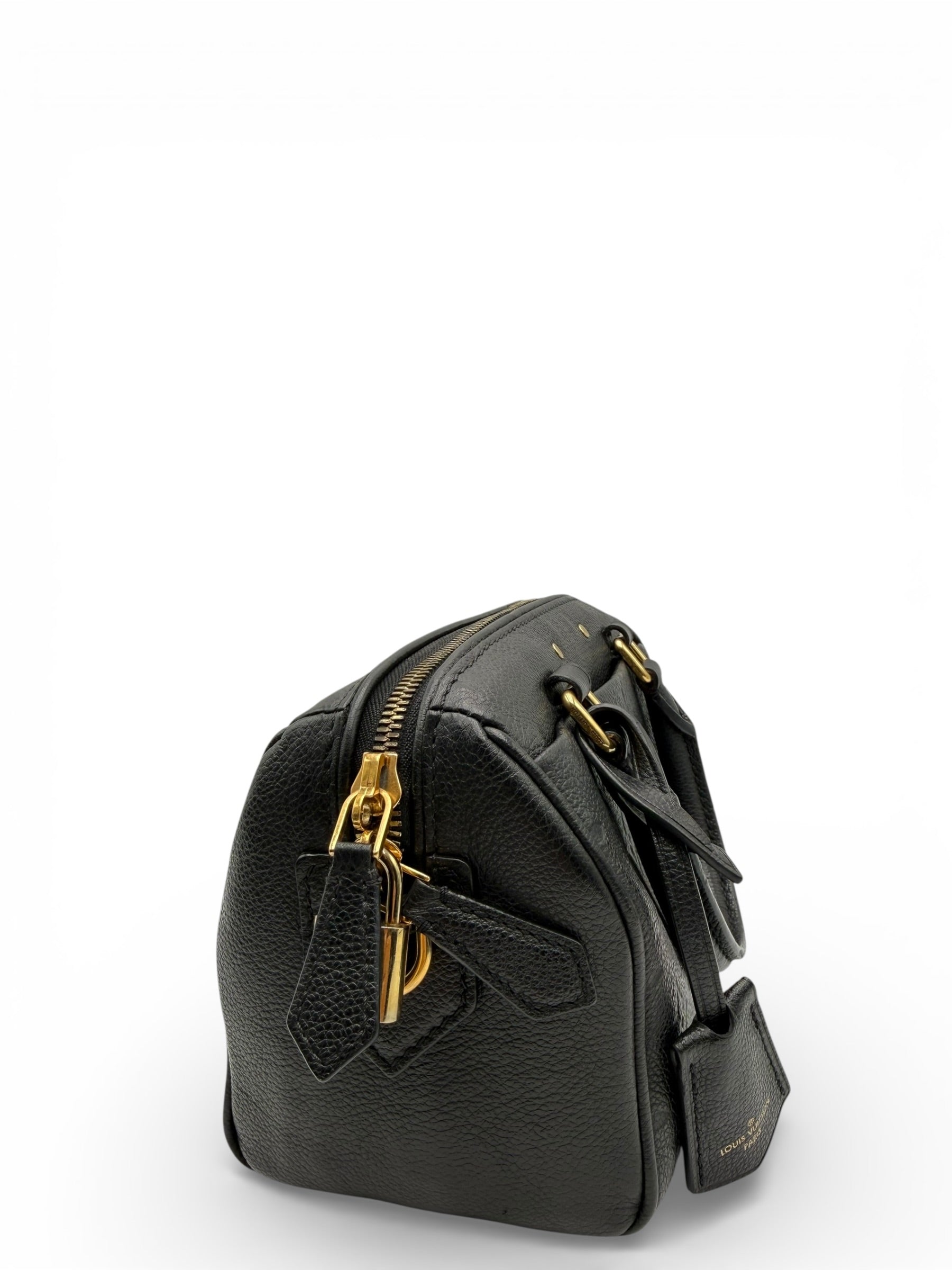 LOUIS VUITTON SPEEDY 20 BLACK CALFSKIN SHOULDER BAG