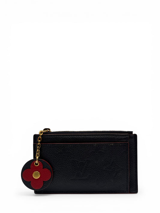 LOUIS VUITTON KEY POUCH (CLES) MONOGRAM EMPREINTE LEATHER NAVY
