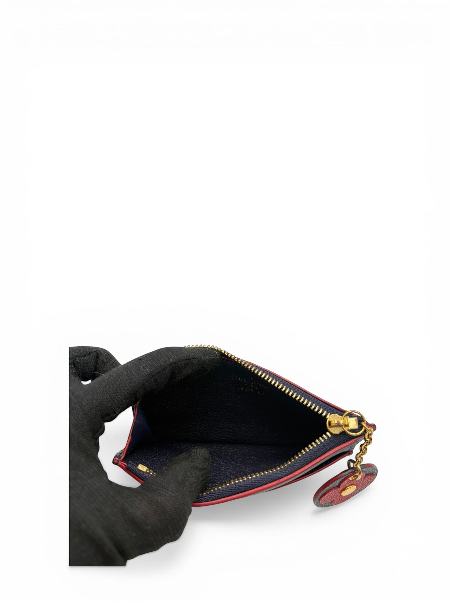 LOUIS VUITTON KEY POUCH (CLES) MONOGRAM EMPREINTE LEATHER NAVY