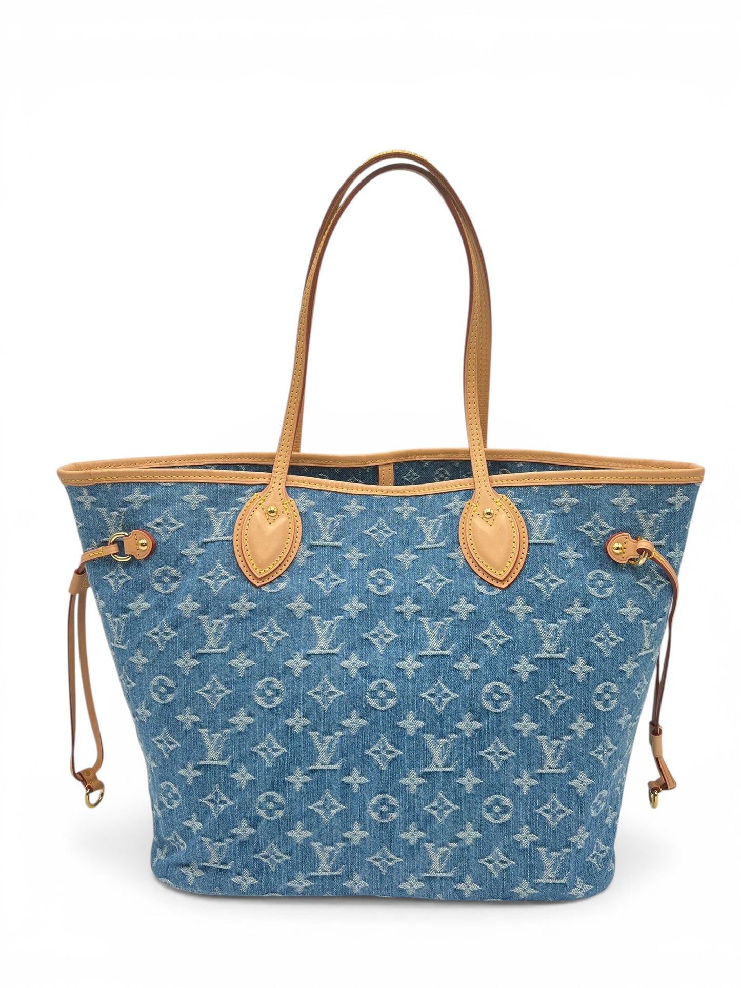 LOUIS VUITTON BLUE MONOGRAM DENIM NEO NEVERFULL MM GOLD HARDWARE 2025