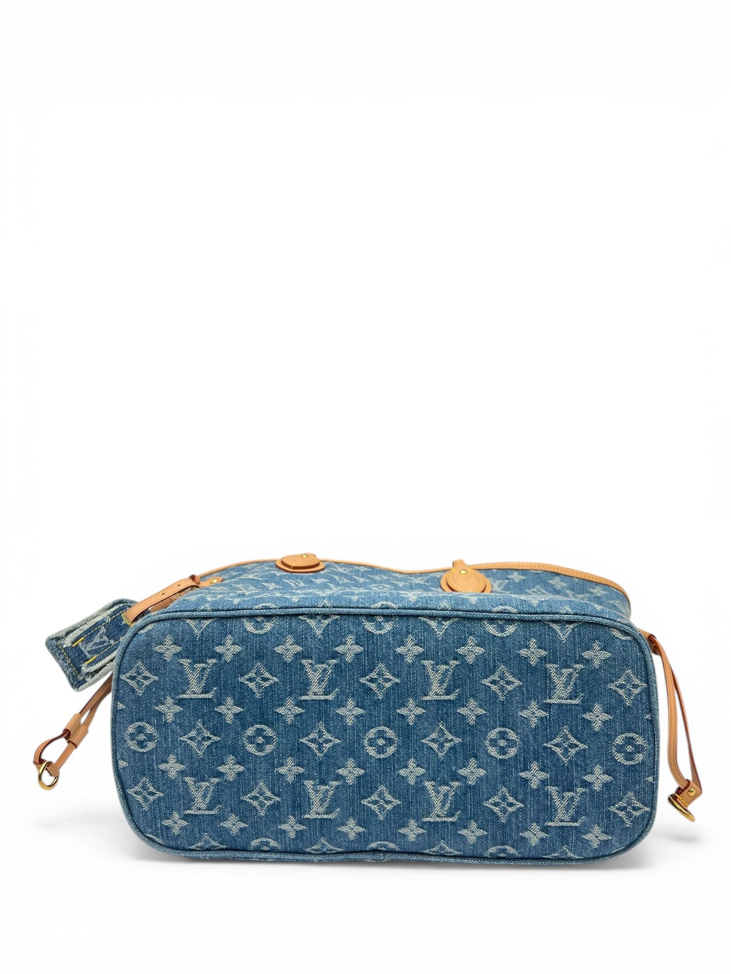 LOUIS VUITTON BLUE MONOGRAM DENIM NEO NEVERFULL MM GOLD HARDWARE 2025