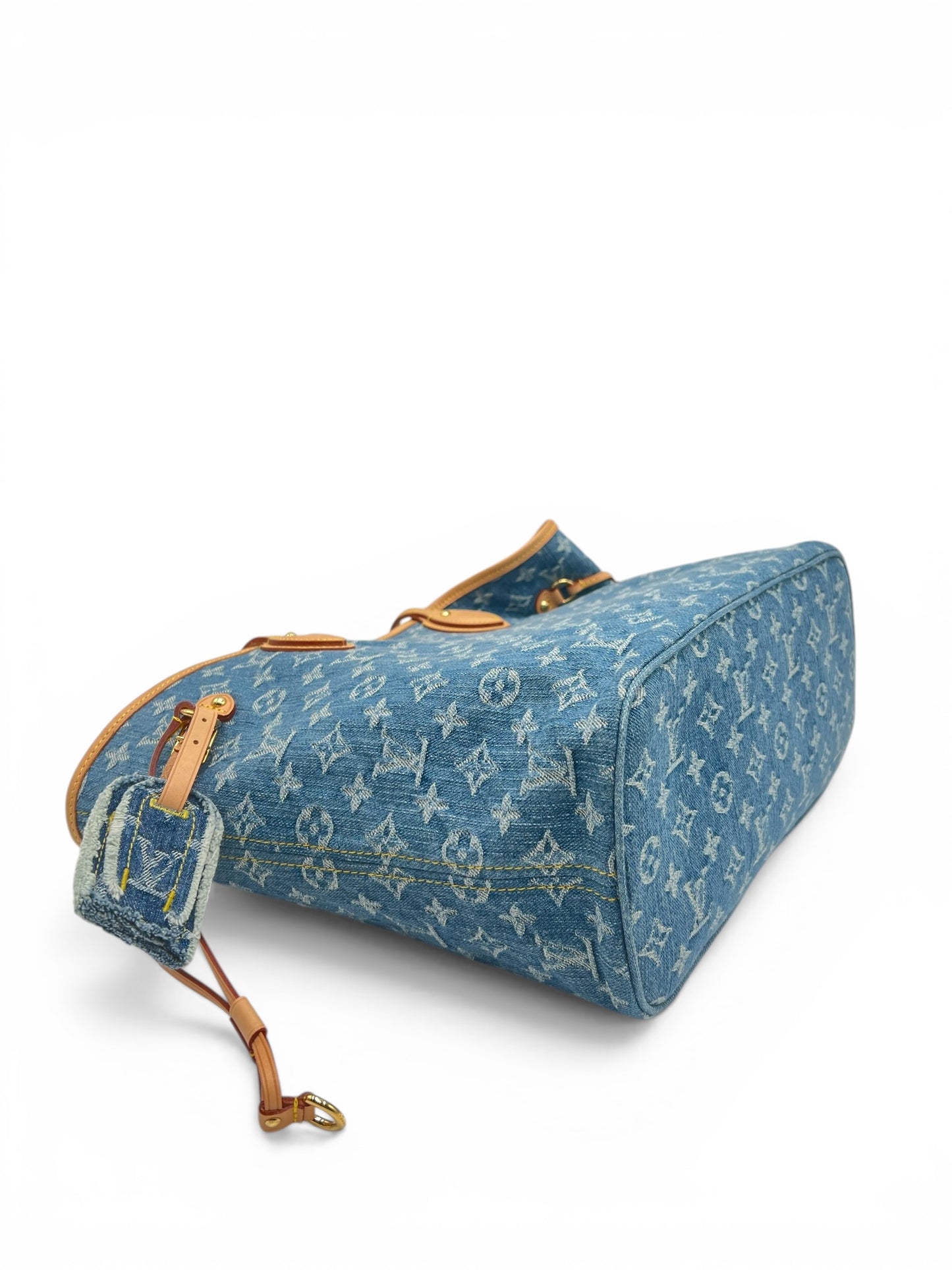 LOUIS VUITTON BLUE MONOGRAM DENIM NEO NEVERFULL MM GOLD HARDWARE 2025