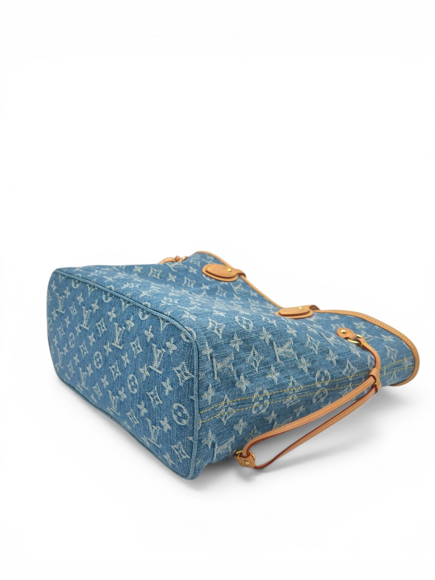 LOUIS VUITTON BLUE MONOGRAM DENIM NEO NEVERFULL MM GOLD HARDWARE 2025