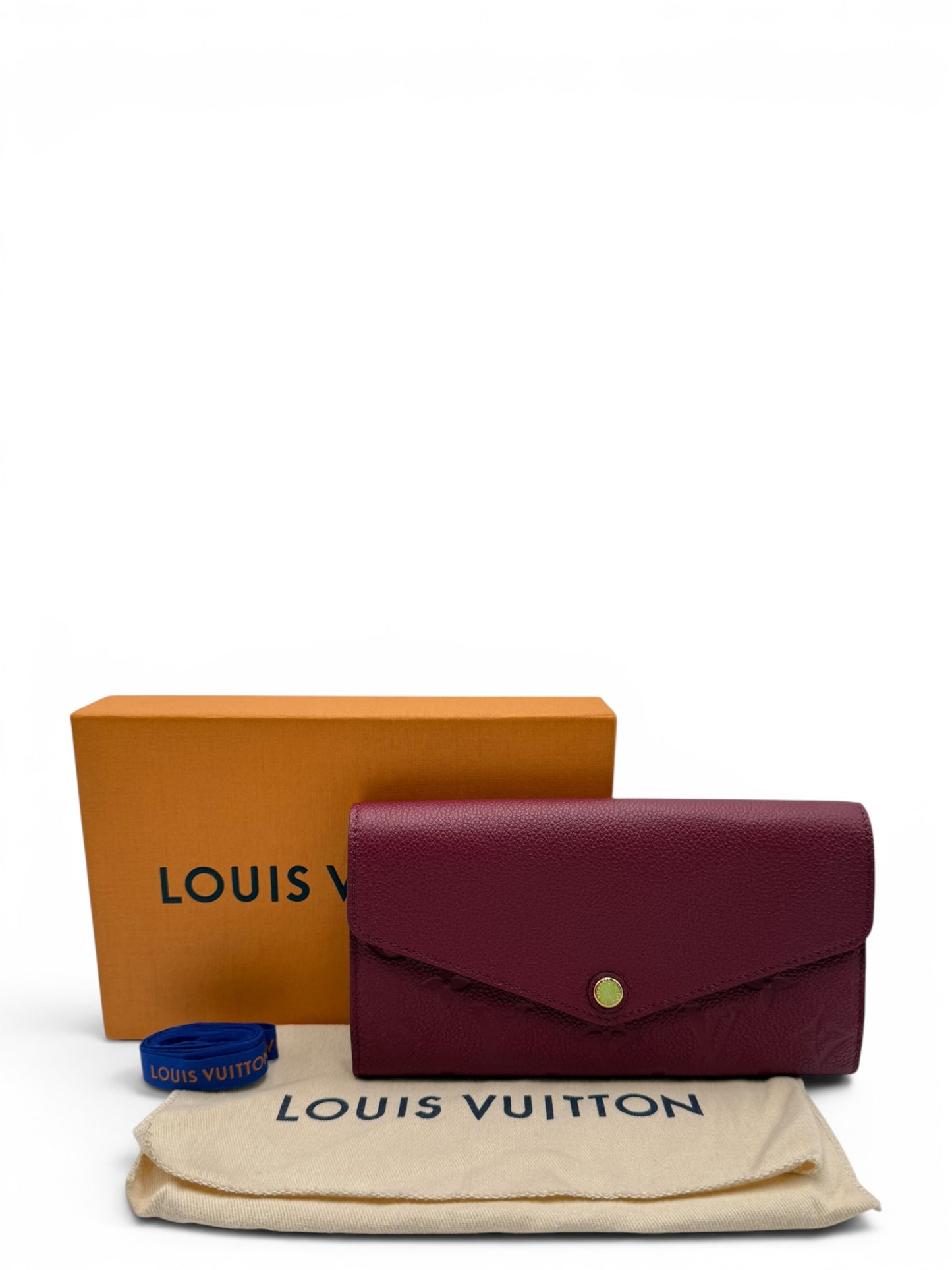 LOUIS VUITTON EMPREINTE LEATHER SARAH WALLET BURGUNDY