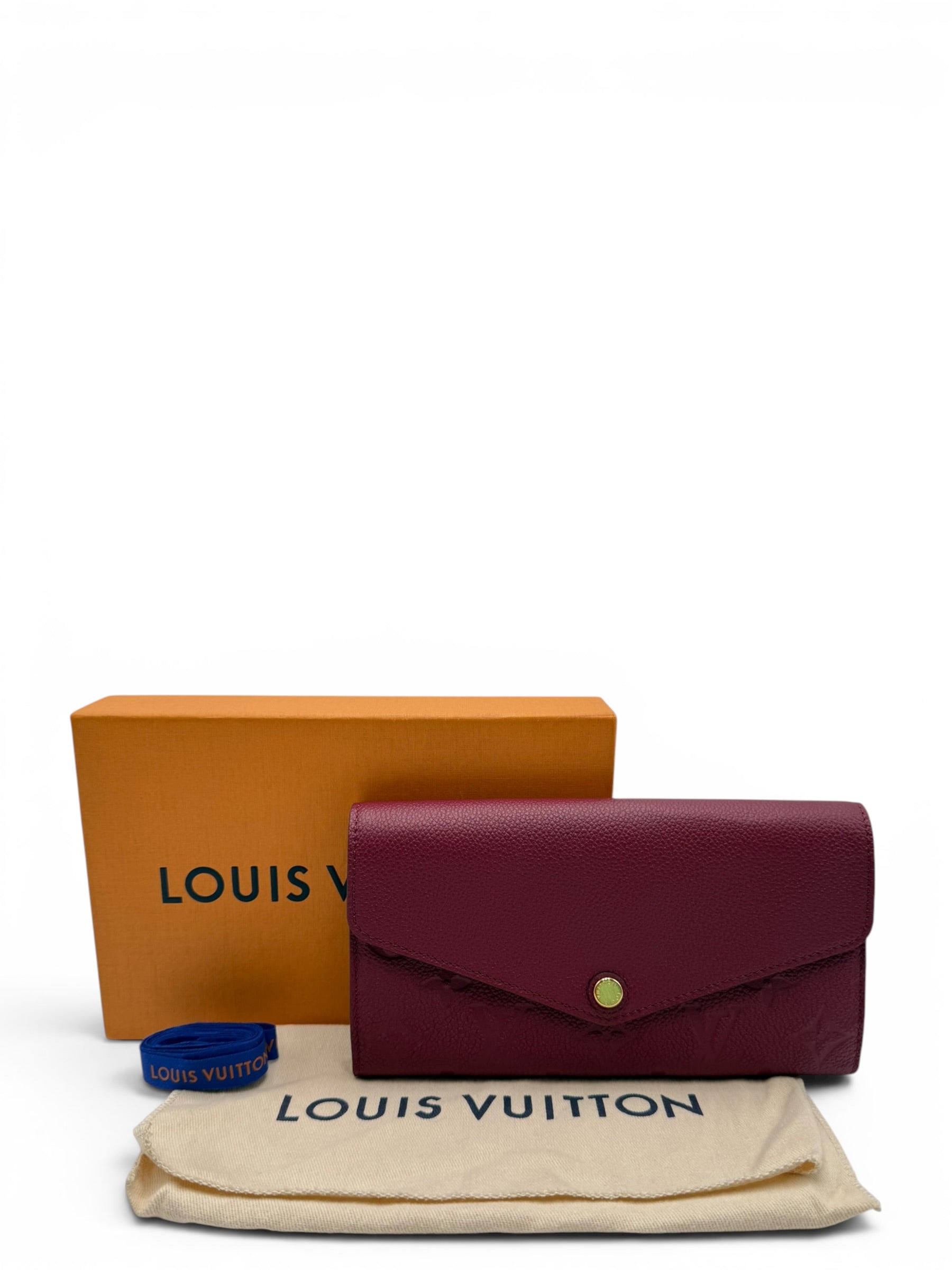 LOUIS VUITTON EMPREINTE LEATHER SARAH WALLET BURGUNDY
