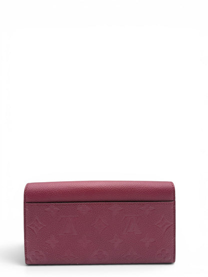 LOUIS VUITTON EMPREINTE LEATHER SARAH WALLET BURGUNDY