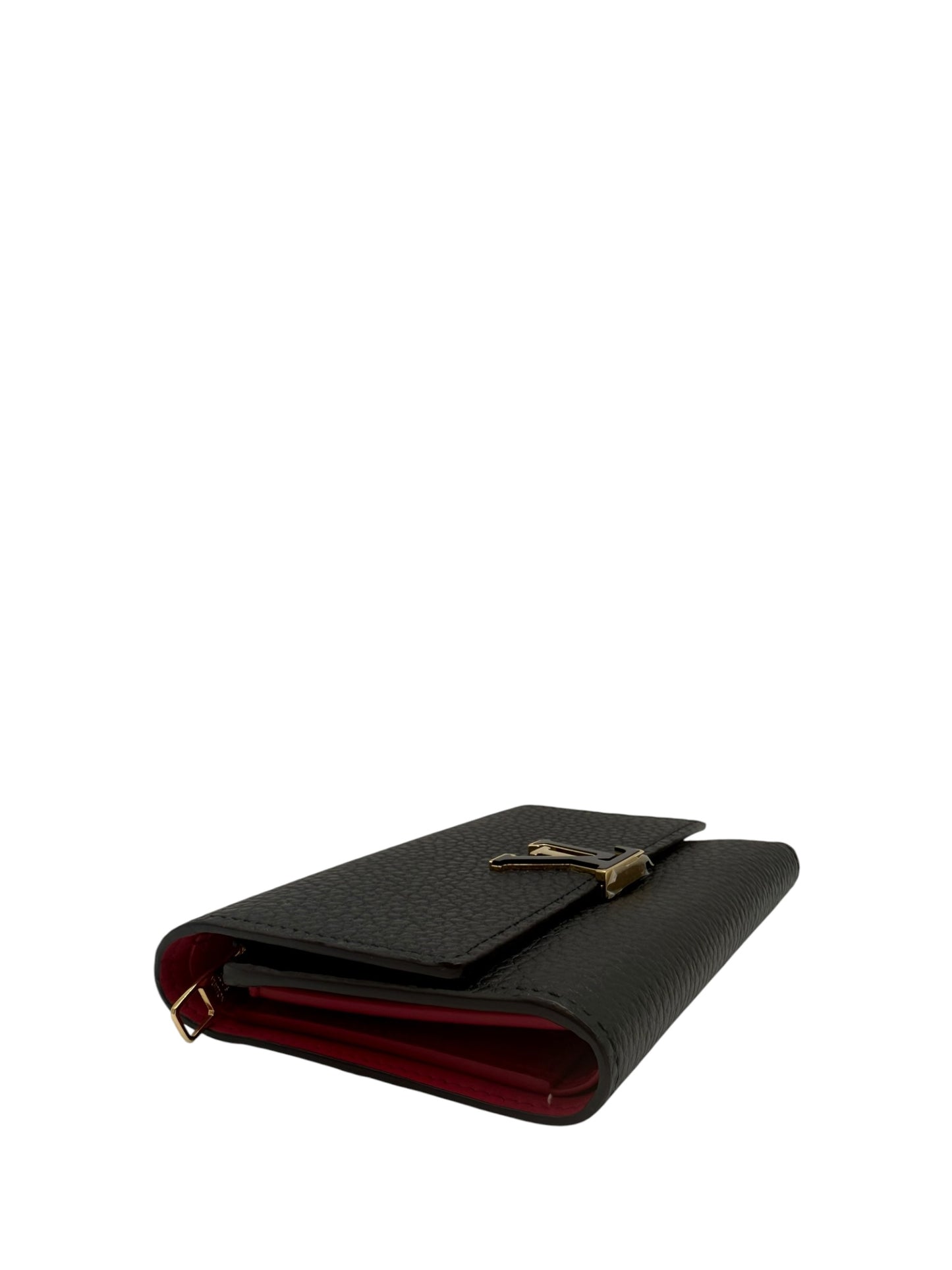 LOUIS VUITTON TAURILLON CAPUCINES COMPACT WALLET BLACK