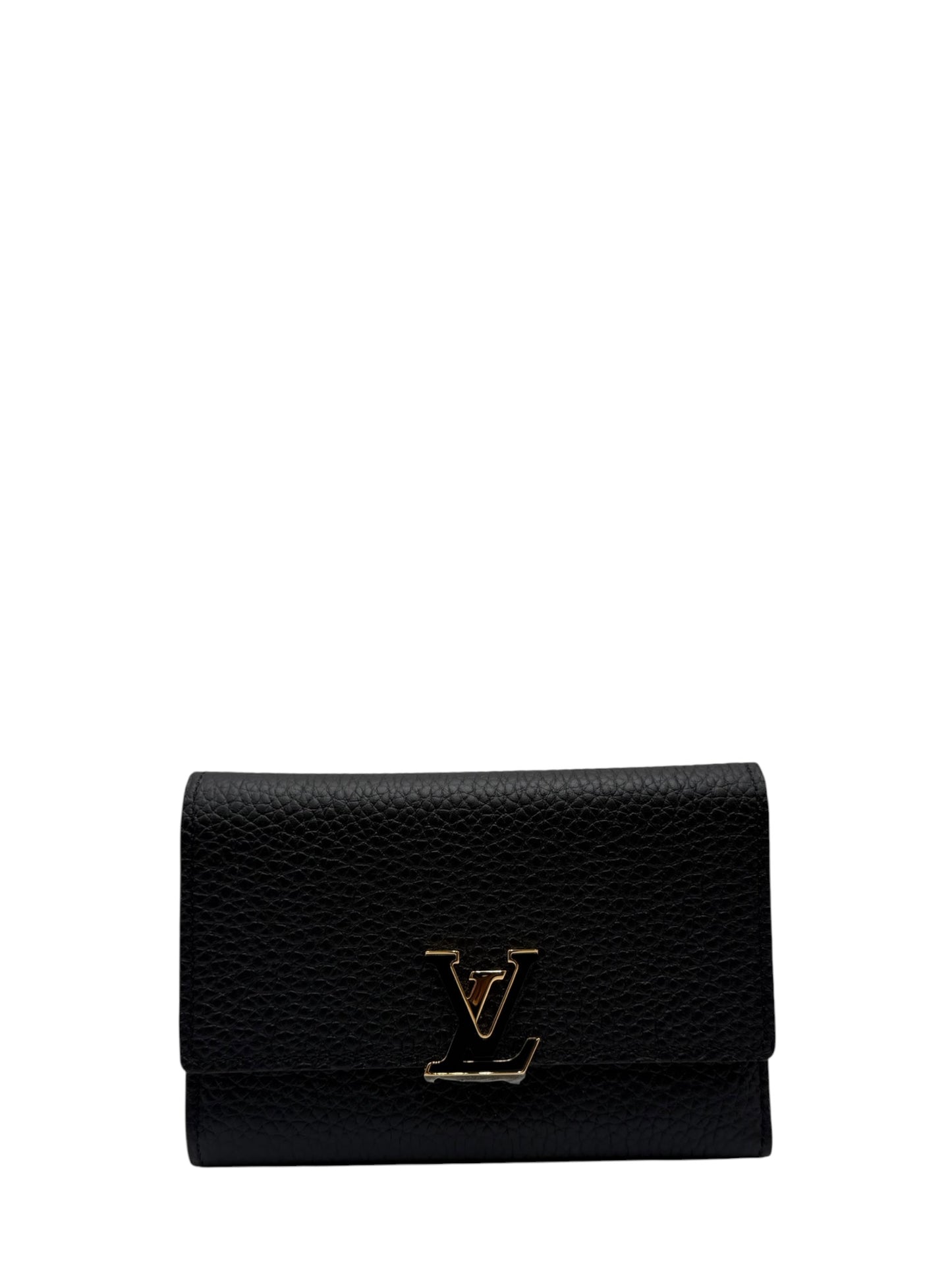 LOUIS VUITTON TAURILLON CAPUCINES COMPACT WALLET BLACK