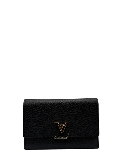 LOUIS VUITTON TAURILLON CAPUCINES COMPACT WALLET BLACK