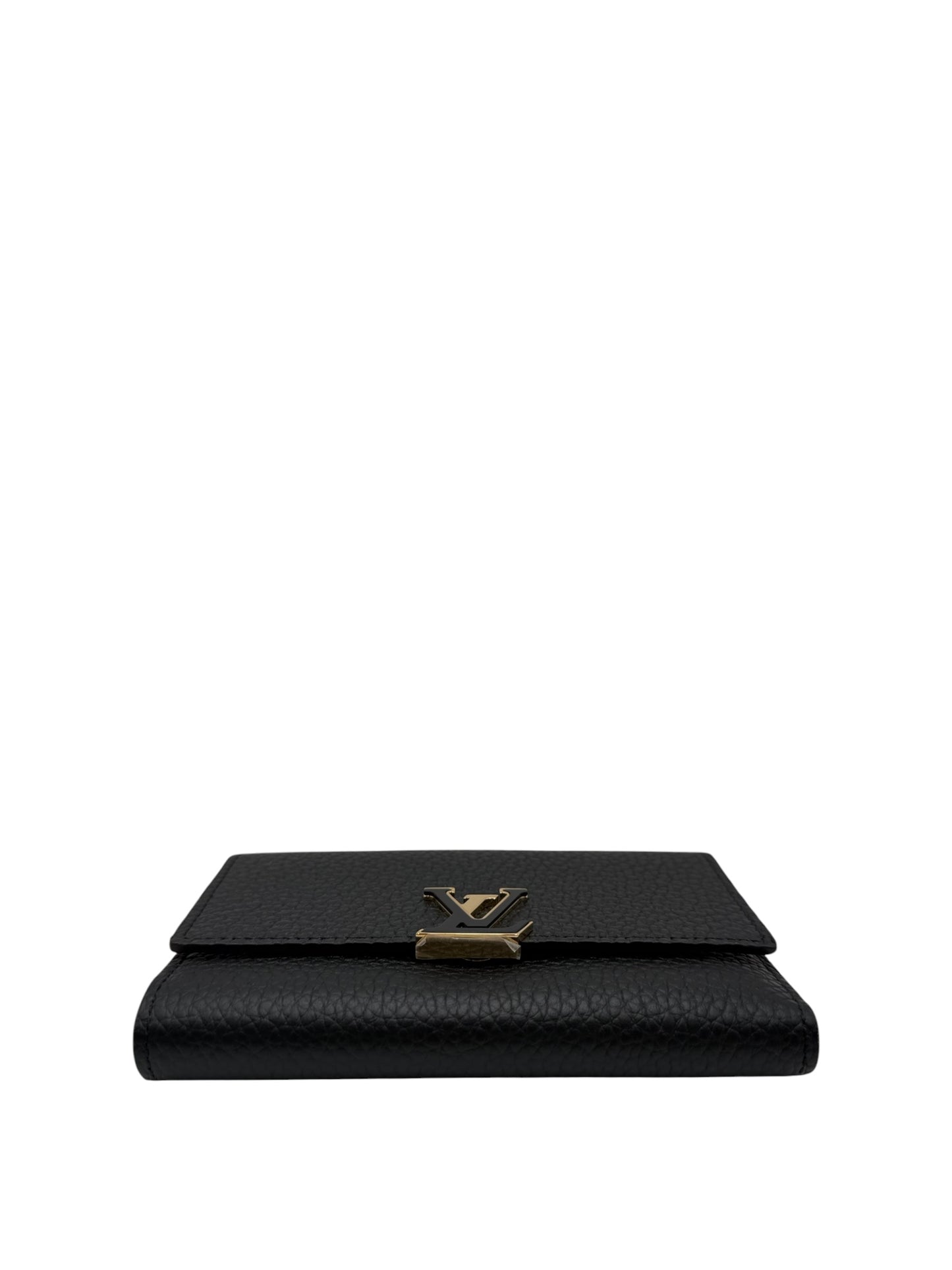 LOUIS VUITTON TAURILLON CAPUCINES COMPACT WALLET BLACK