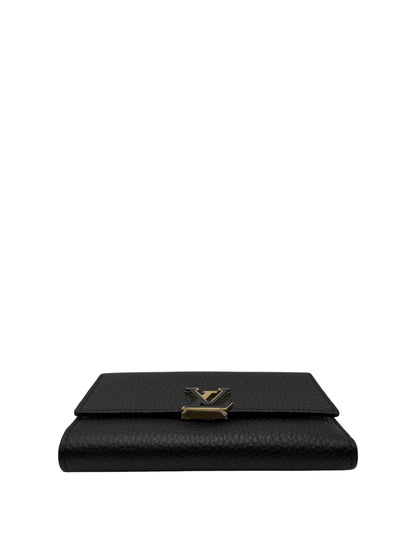 LOUIS VUITTON TAURILLON CAPUCINES COMPACT WALLET BLACK