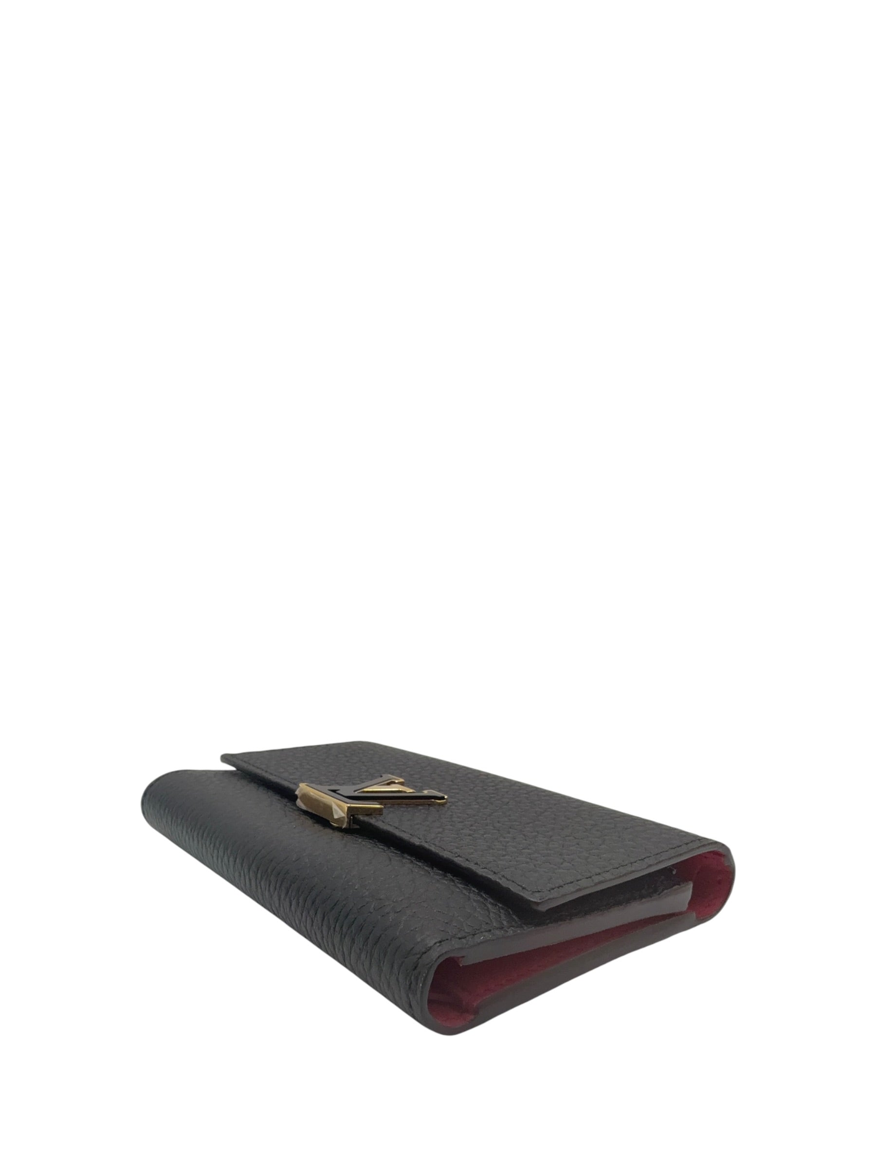 LOUIS VUITTON TAURILLON CAPUCINES COMPACT WALLET BLACK