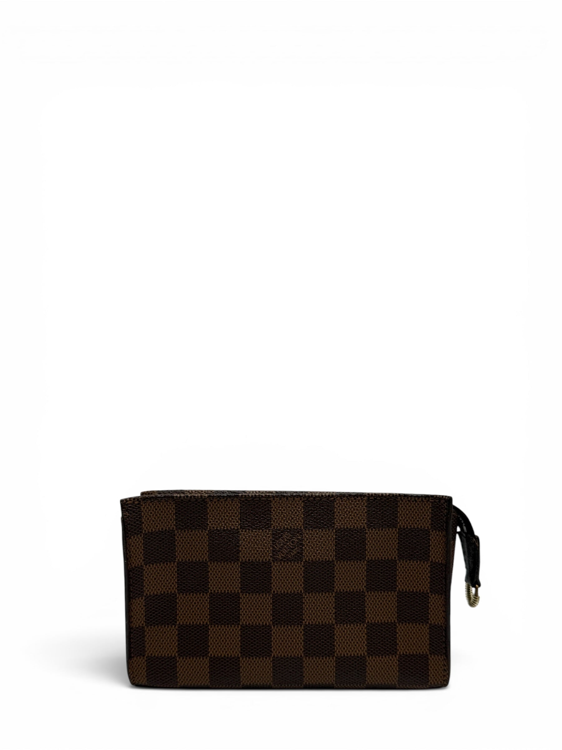 LOUIS VUITTON TOILETRY POUCH 15 IN DAMIER EBENE CANVAS