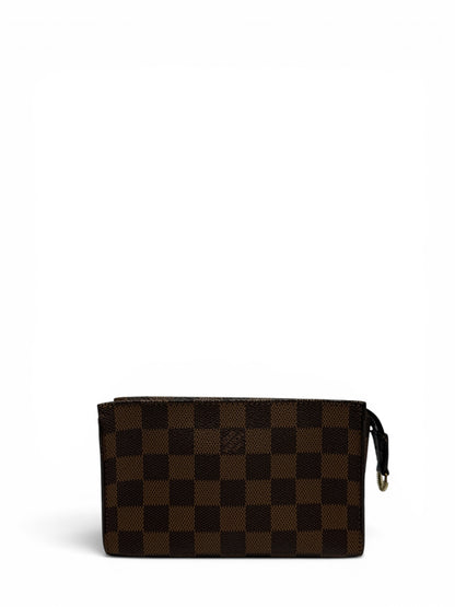 LOUIS VUITTON TOILETRY POUCH 15 IN DAMIER EBENE CANVAS