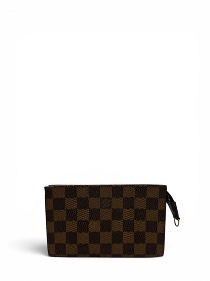 LOUIS VUITTON TOILETRY POUCH 15 IN DAMIER EBENE CANVAS