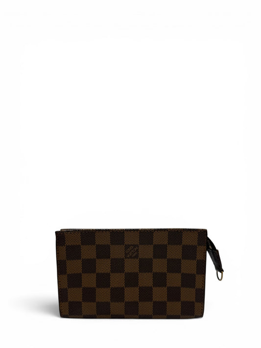 LOUIS VUITTON TOILETRY POUCH 15 IN DAMIER EBENE CANVAS