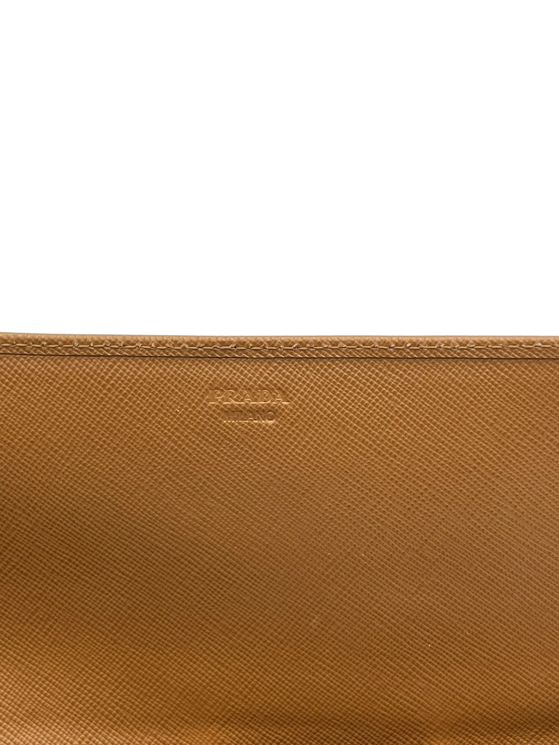 PRADA SAFFIANO WALLET ON CHAIN BROWN