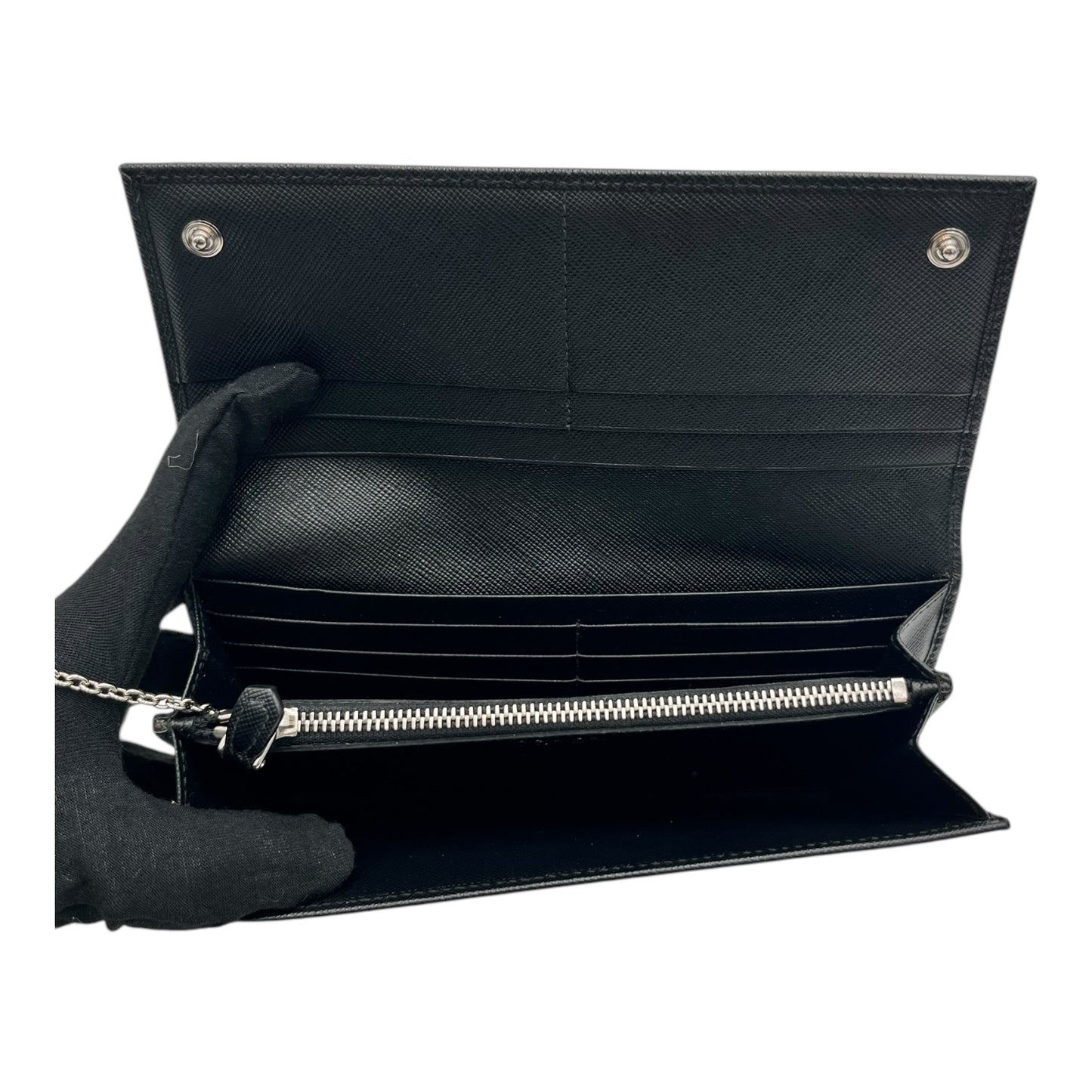 PRADA SAFFIANO LEATHER LONG WALLET BLACK