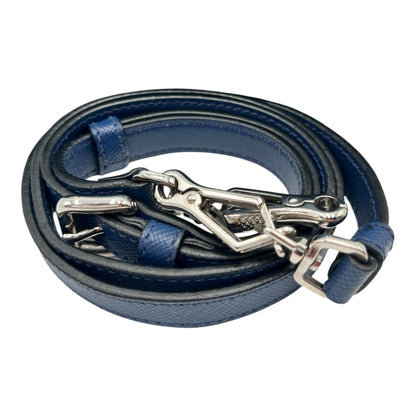 PRADA LEATHER WALLET ON CHAIN BLUE