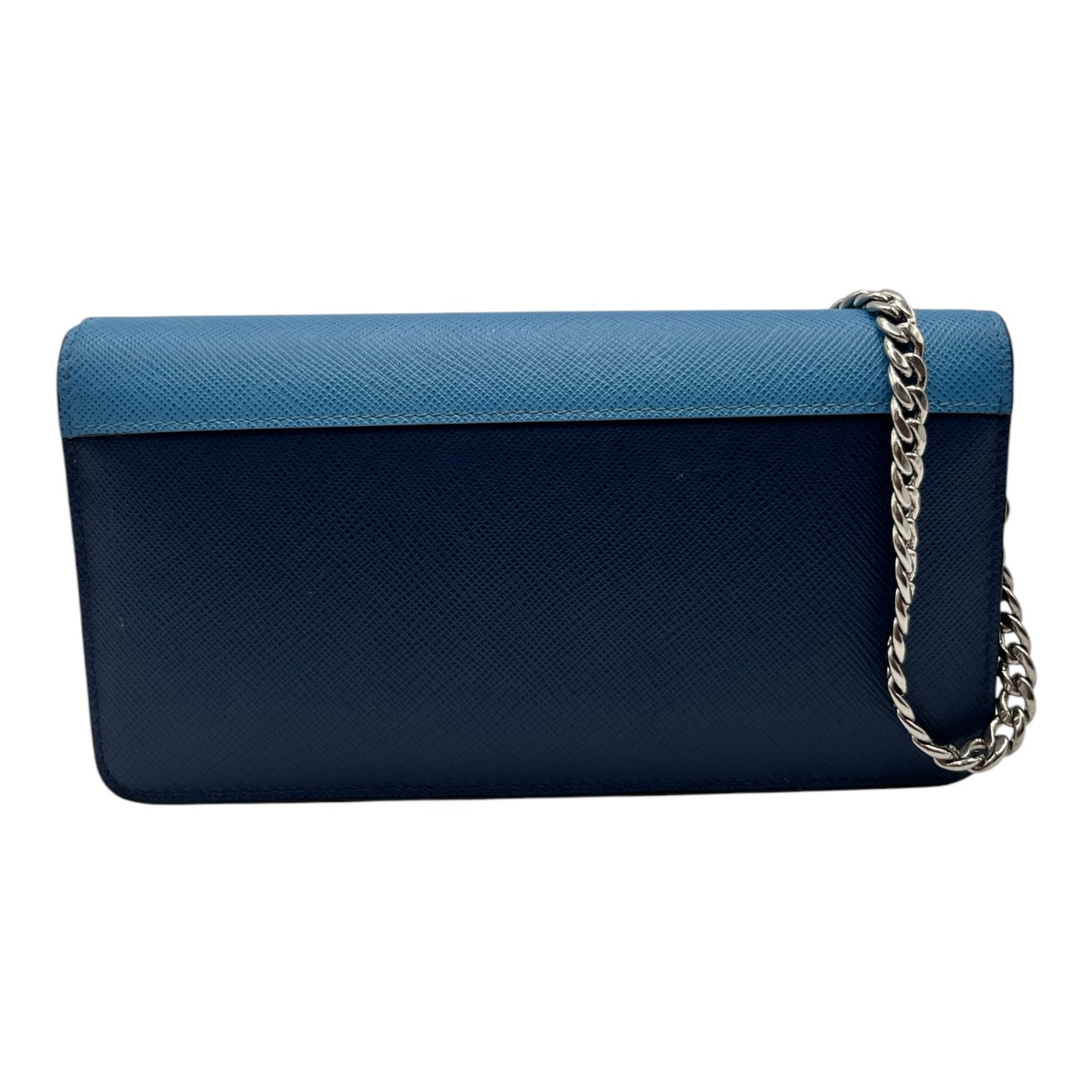 PRADA LEATHER WALLET ON CHAIN BLUE