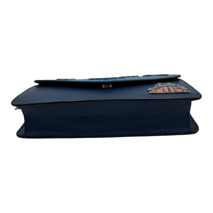 PRADA LEATHER WALLET ON CHAIN BLUE