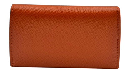 PRADA ORANGE SAFFIANO KEY HOLDER LEATHER PONY STYLE