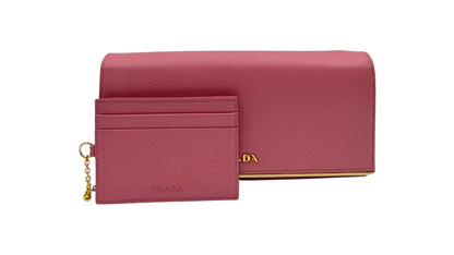 PRADA SAFFIANO METAL BAR CONTINENTAL WALLET