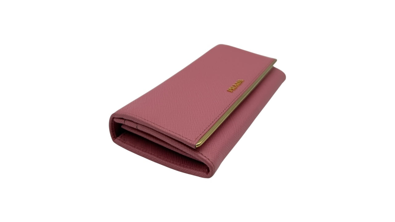 PRADA SAFFIANO METAL BAR CONTINENTAL WALLET