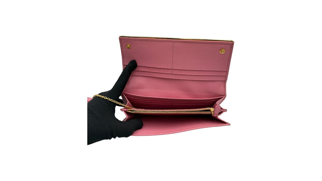 PRADA SAFFIANO METAL BAR CONTINENTAL WALLET