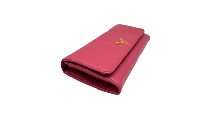 PRADA PINK SAFFIANO LEATHER WALLET WITH CARD HOLDER