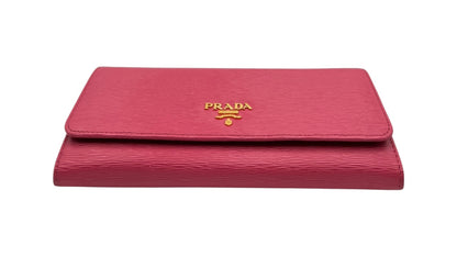 PRADA PINK SAFFIANO LEATHER WALLET WITH CARD HOLDER