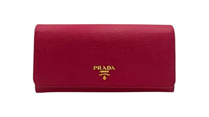 PRADA PINK SAFFIANO LEATHER WALLET WITH CARD HOLDER
